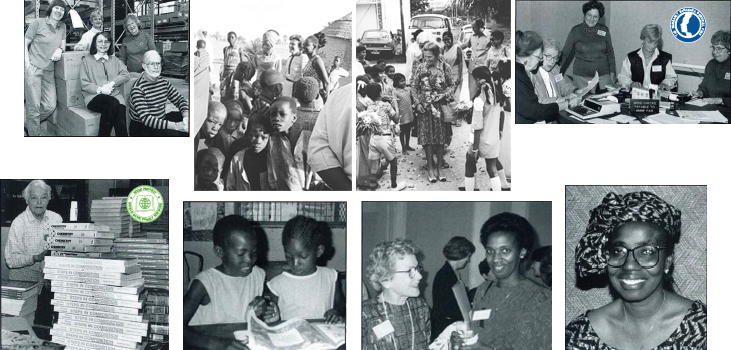 Book Broject volunteers and recipients, MMMF volunteers and recipients, Margaret McNamara on missions to developing countries Outreach image